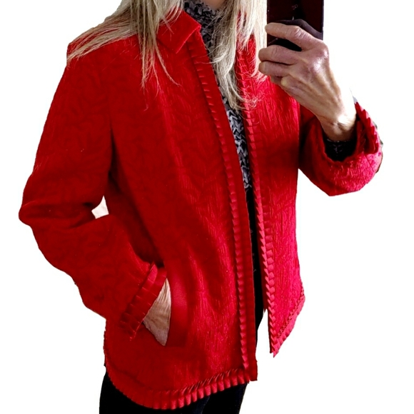 Coldwater Creek Red Decorative Ruffle Accent Jackt - Picture 2 of 11